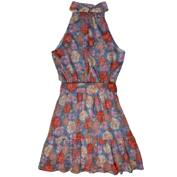 NEW Lush Floral Halter Neck Tie Waist Mini Dress - Picture 8 of 17